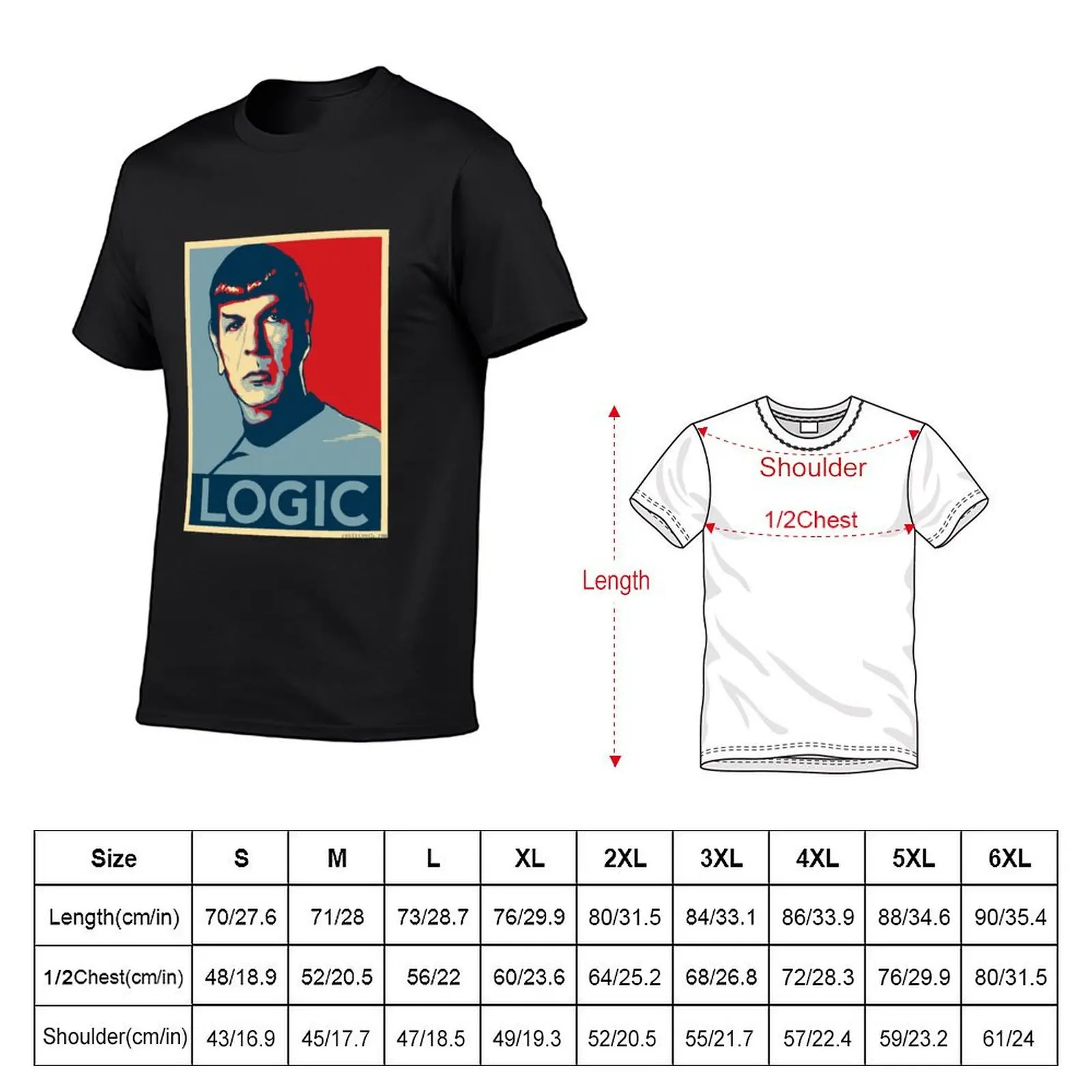 Spok Blue and Red Logic T-Shirt summer clothes heavyweights funnys cute tops mens vintage t shirts