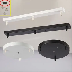 Diy teto montado base dossel placa 3 cabeças lustres luz pingente pendurado iluminação acessórios de teto preto branco