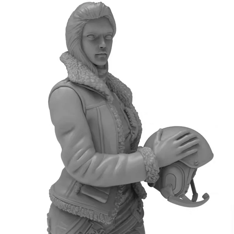 

1/35 Helmet Pilot Girl Action Resin Model Figure Micro Miniature 3d Printed White Model Gk Unassembled And Unpainted Kit Toy
