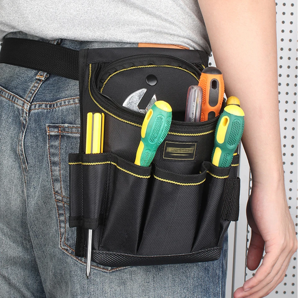 

Adjustable Waist-Mounted Tool Pouch - Tools Storage Organizer for Electricians, Carpenters, Handymen,Easy-Access Pockets WH032