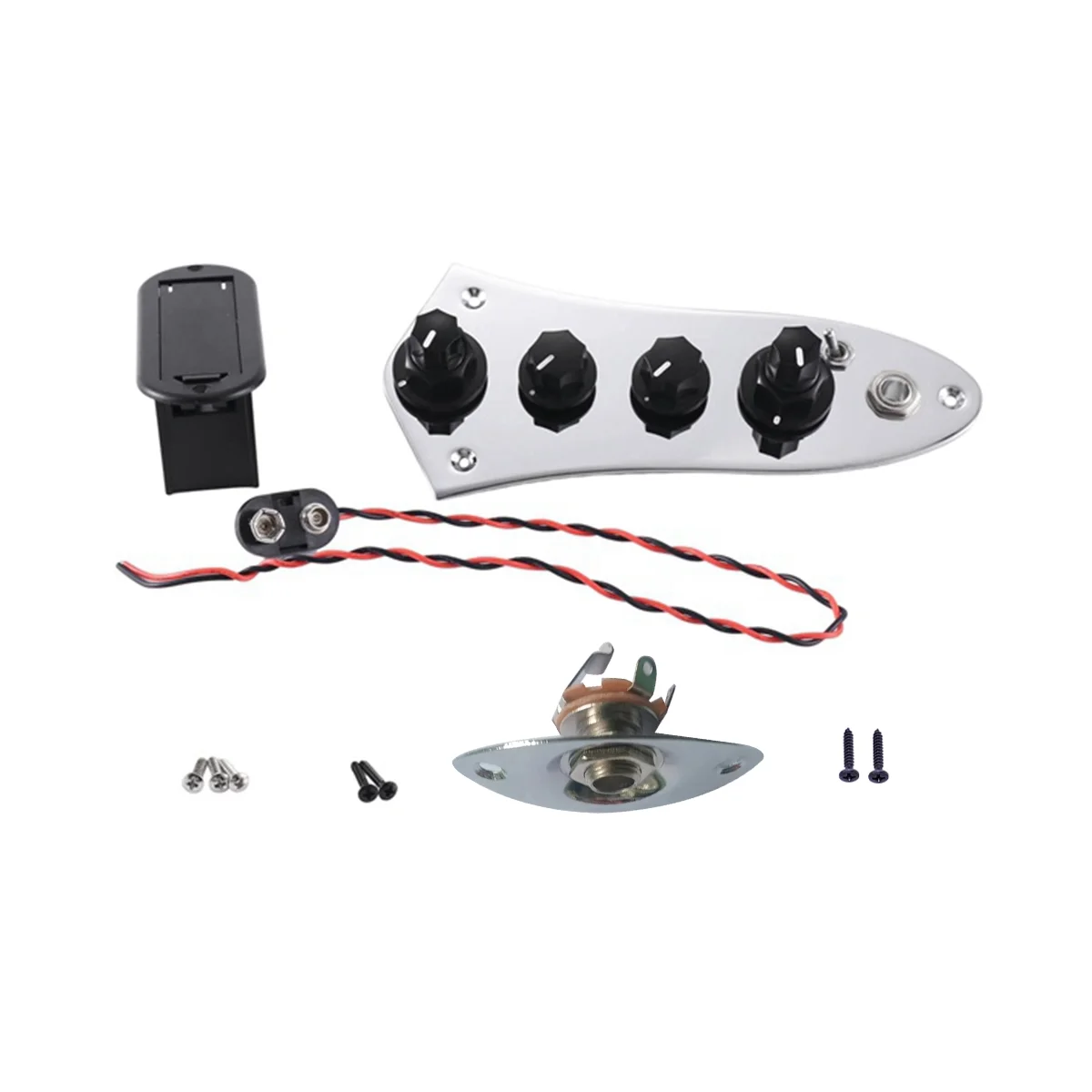 Universal 5 Jazz Bass Loaded Control Plate for 4/5 String Bass Guitar Parts with 6.5mm Socket Piece JB