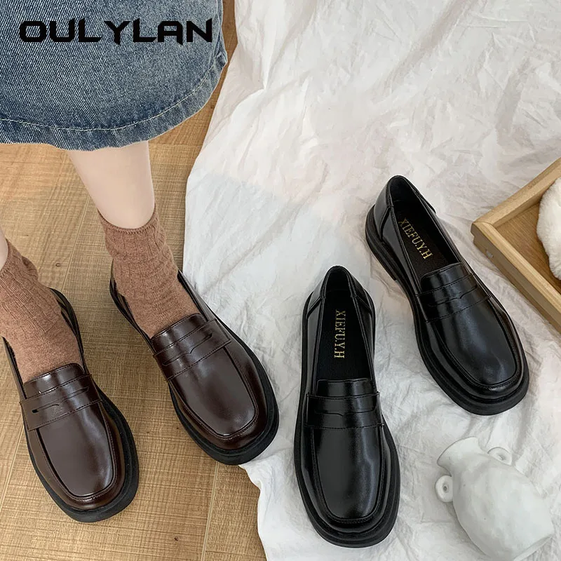 

New Style Women Lolita Shoes Girls Mary Jane Shoes Commuter Uniform Loafers Japanese School College Gothic Leather Flats