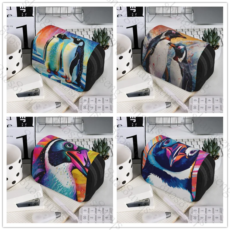 

Pen case Pencil Box Double Flip School Supplies Children's Pencil Box Storage Cosmetic Bag Penguin Nature Anima Parrot