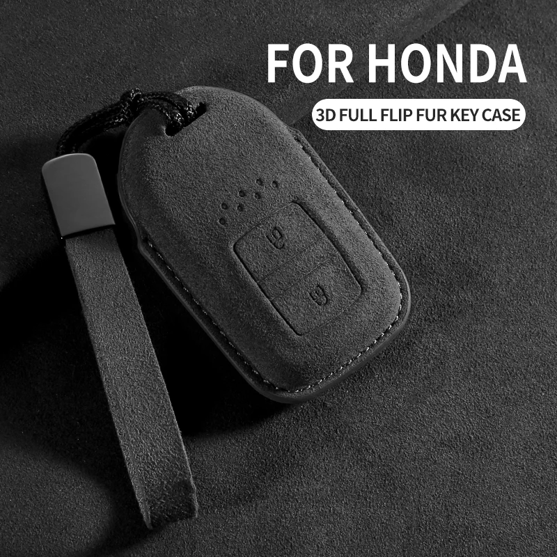 

New Suede Car Key Case Cover Fob Holder For Honda Civic HRV CRV XRV Crider Odyssey Pilot Fit Civic Accord HR-V Auto Accessories