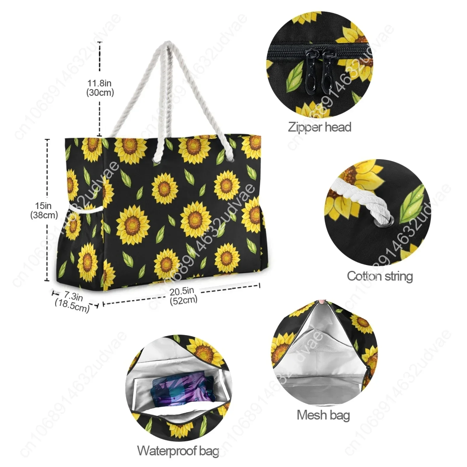 2021 Big Women Handbag Nylon Women Shoulder Bags Sunflower Printing Designer Women Messenger Bags Ladies Casual Tote Bags Beach