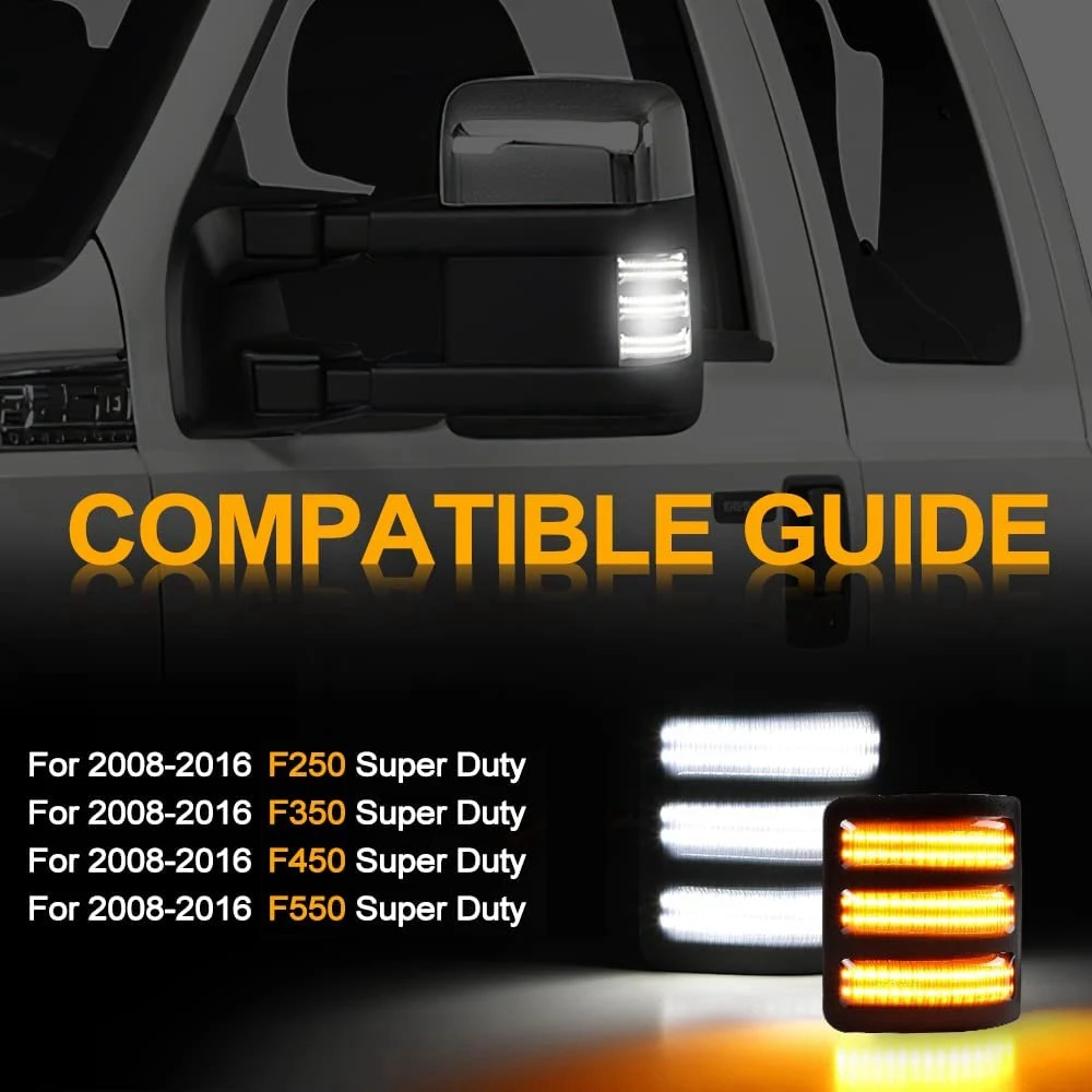 Voyant de rétroviseur dynamique à LED, clignotant fumé, rétroviseur, Ford F250, F350, F450, Super Duty 08-16