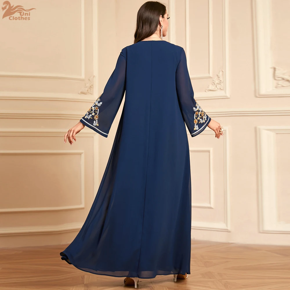 Eid Djellaba Embroidery Abaya Dubai Kaftan Women Muslim Dress with Hijab Islam Jalabiya Ramadan Caftan Femme Robe Khimar Vestido