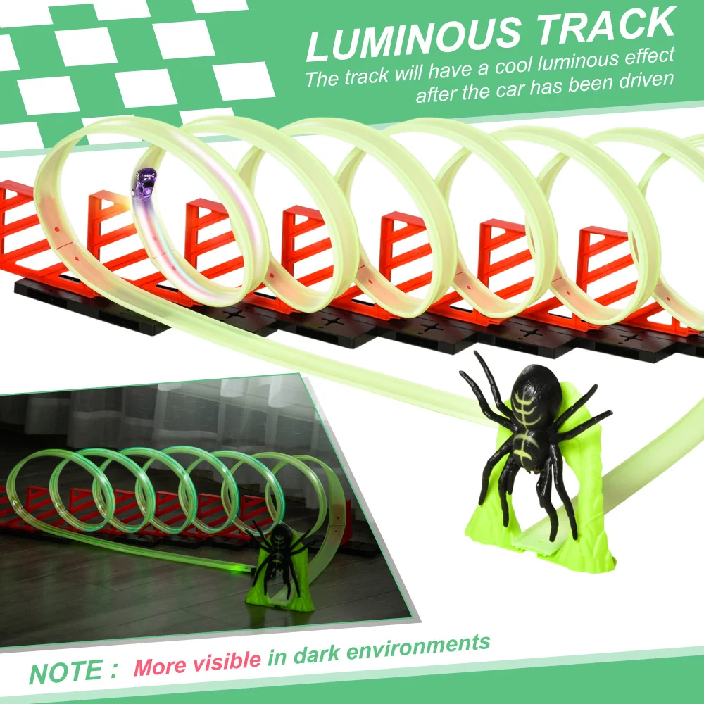 Track Builder DIY-lusset met lichteffect Spider Model Pull-back auto