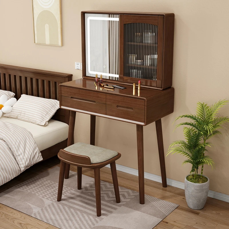 Desings Wood Dressing Table Drawers Storage Mirror Side Dressing Table Chair Luxury Coiffeuse De Chambre Bedroom Furniture