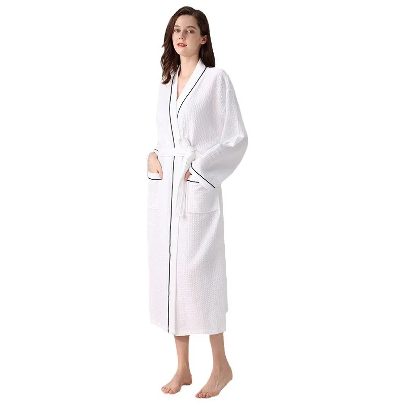 Cotton Waffle Kimono Couples Sauna Clothing 2024 New Water Uptake Robe Men And Women Quick-drying Bathrobe Hotel Spa Robes