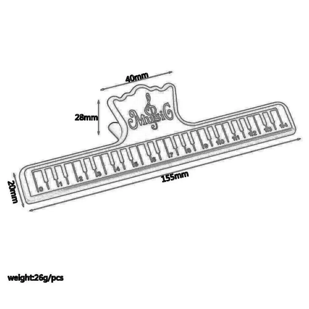 2Pcs Piano Note Clip Music Page Clamp Keyboard Pattern Smooth Groove Holder for Music Book Prevent Turning Black