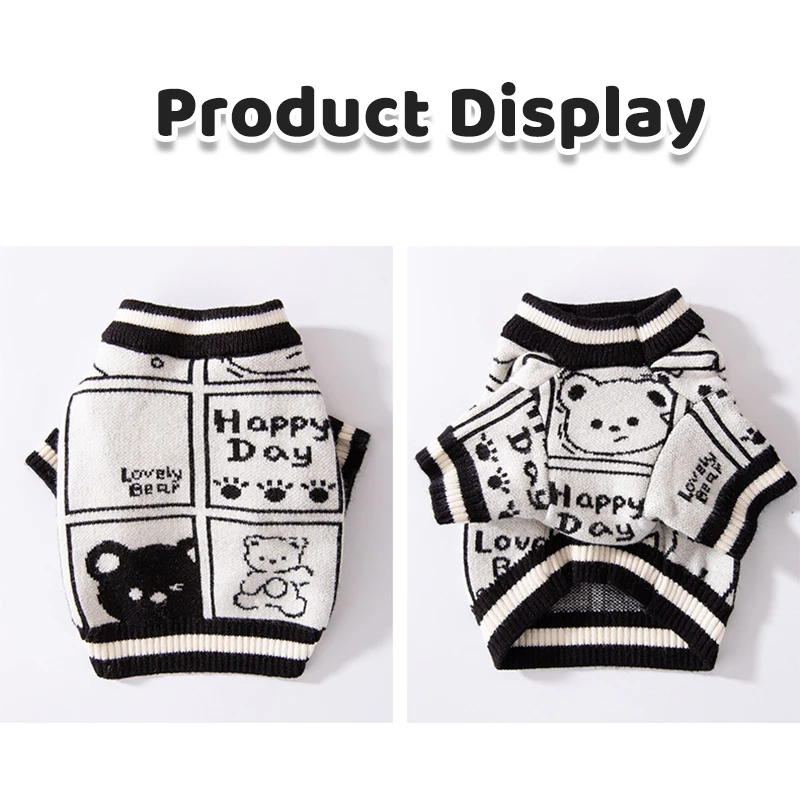 Autumn Dog Knitted Sweater Fashion Dog Clothes Cute Print Puppy Pullovers Warm Cat Sweater Pet Costumes Chihuahua Dog Supplies