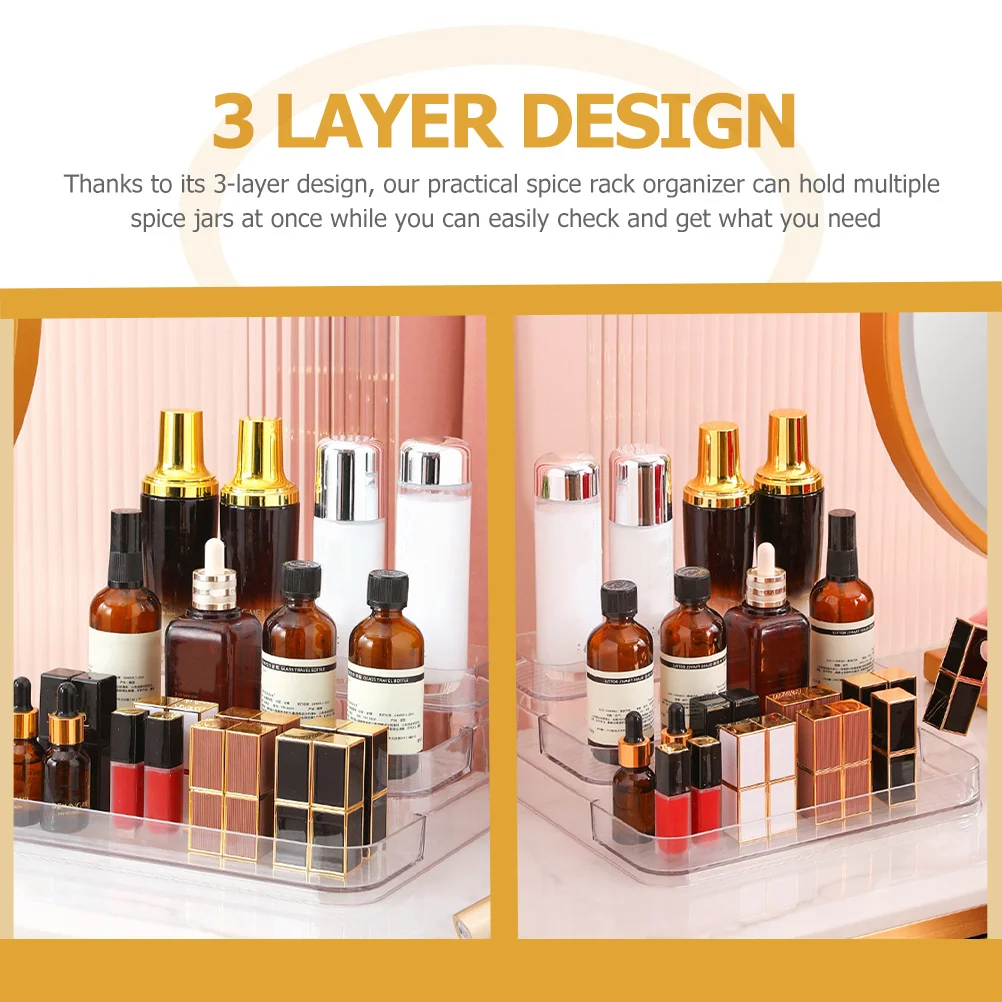 

3-Tier Spice Rack Transparent Ladder Organizer Kitchen Seasoning Holder Cabinet Storage Spice Bottle Container