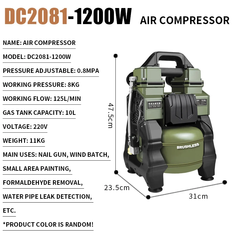 Air Pump Variable Frequency Air Compressor Portable Small Oil-free Mute Woodworking Painting High-pressure 220v Air Compressor