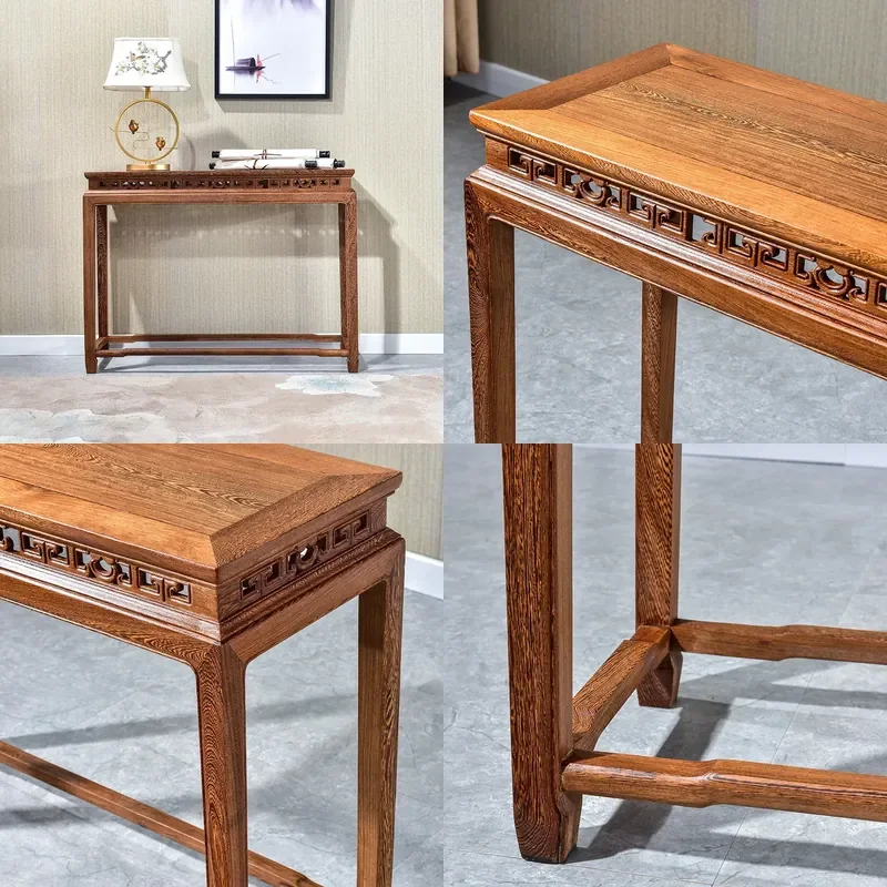 For Chicken Wing Wood Flat Head Case Entrance Table All Solid Wood Partition Chinese Carved Strip Cabinet Living Room