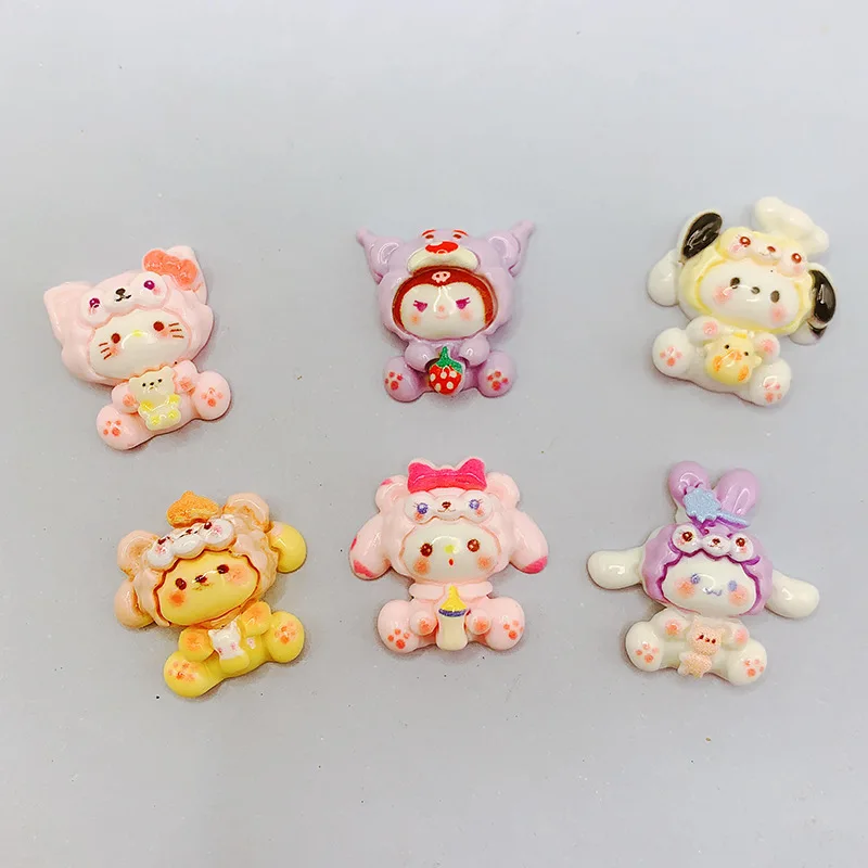 Miniso الكرتون سانريو الراتنج الملحقات كريم الغراء قضية الهاتف المحمول الملحقات مشبك شعر الملحقات ثقب الأحذية اليدوية DIY بها بنفسك