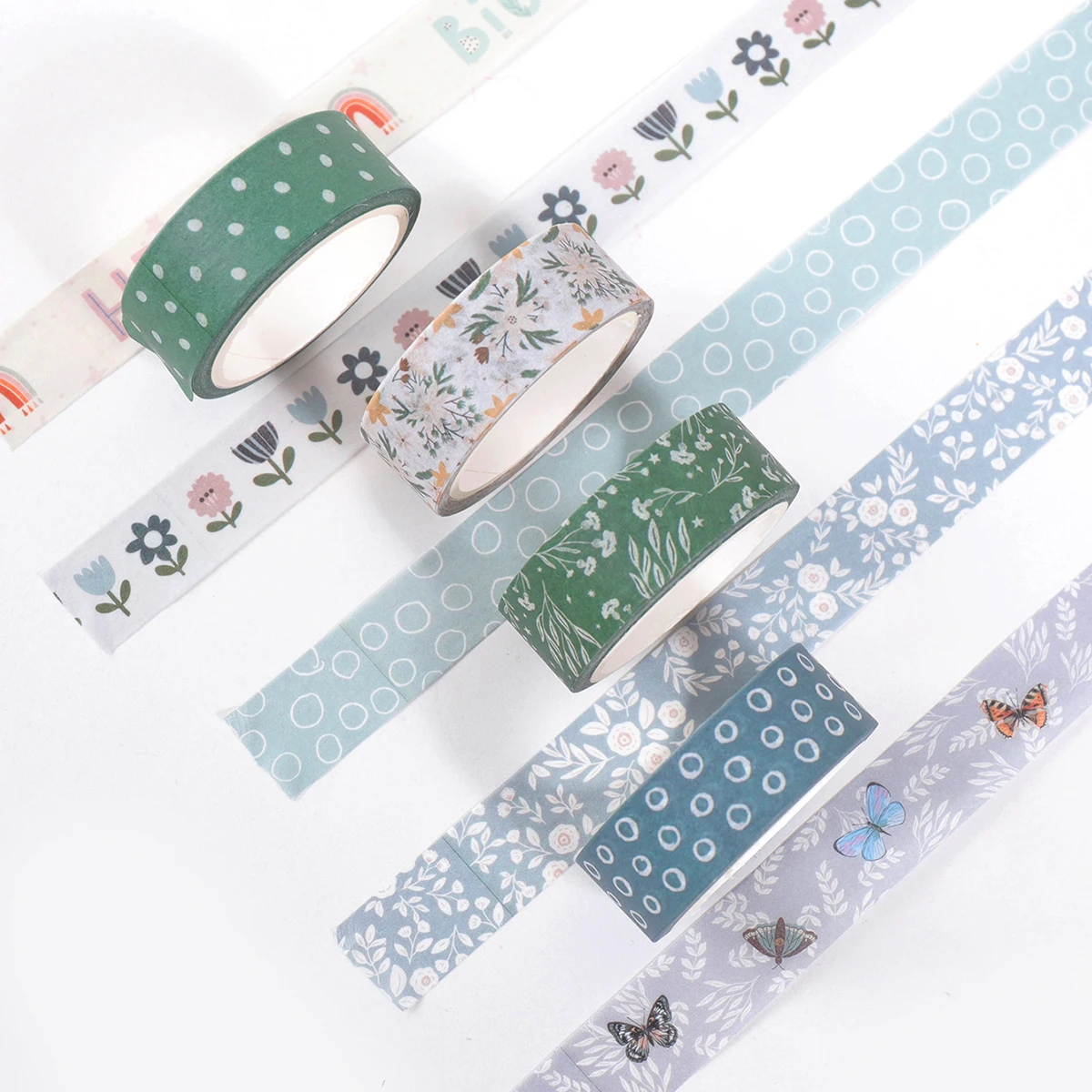 10ロール、植物の花の和紙テープ、ホリデーDIYフォトアルバムグリーティングカードギフトボックスの装飾、絶妙な装飾に最適