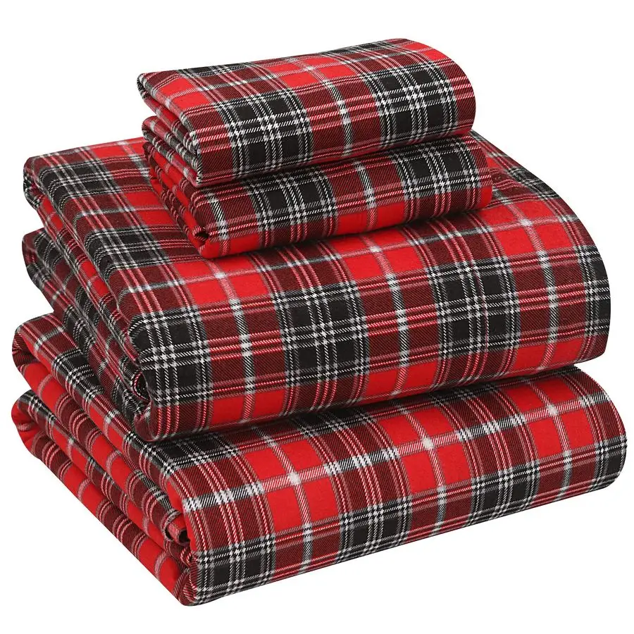 

Flannel Sheets Queen Size 100 Cotton Double Brushed Bed Sheets, Deep Pockets 16 Inches Queen Sheet Set, All Seasons Breathable a
