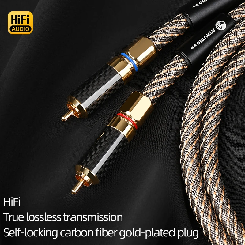 QED One Pair  HiFi RCA Audio Cable OFC Mixed 99.9999% Silver 2 RCA Male to 2RCA Male Cable for Amplifier Mixer Speaker