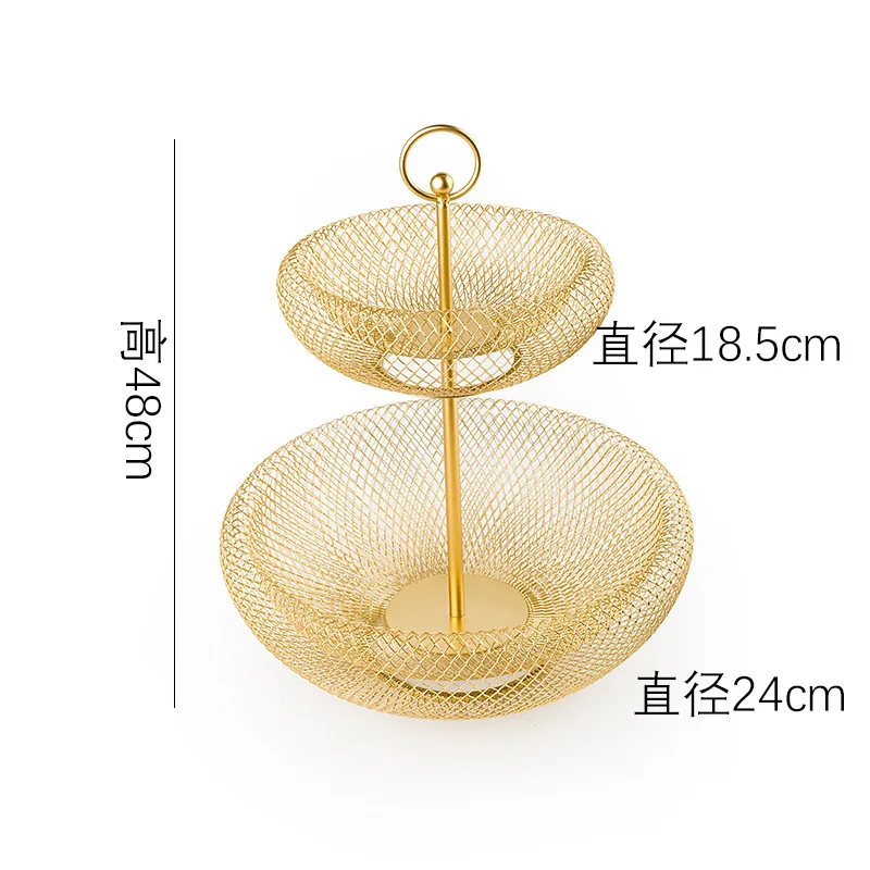 Iron 3 Tier Fruit Basket Fruit Bowl Iron Fruit Stand Home Creative Snacks Bread Storage Drain Basket Table Snacks Tray