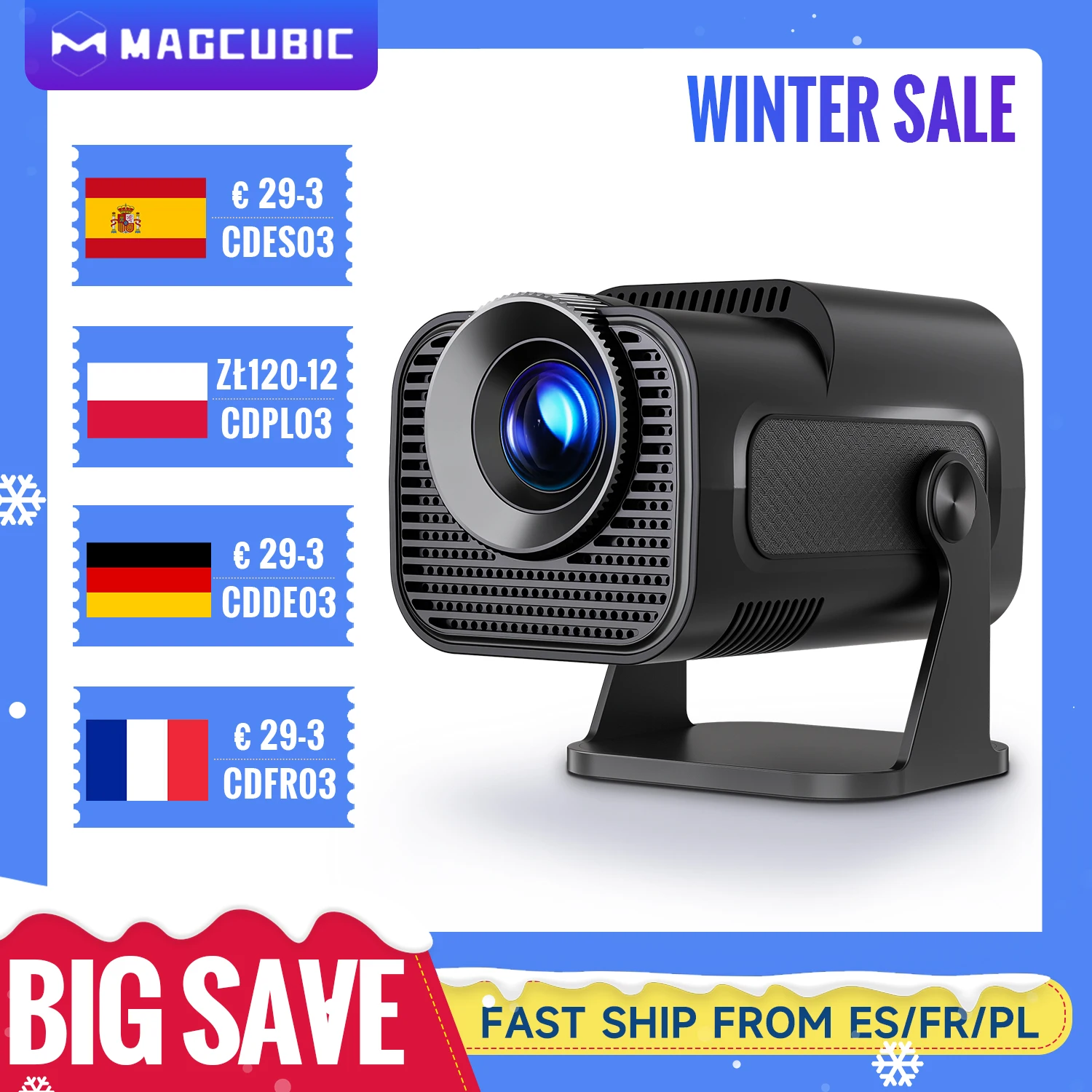 Magcubic HY320 Mini Newly Native 720P Android 11 4K Projector 300ANSI Wifi6 BT5.0 Cinema Outdoor Portable 180° Rotable Projector