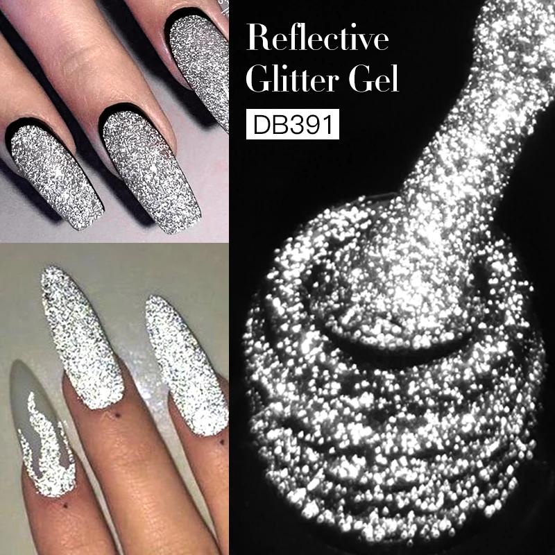 Reflective Glitter Gel Nail Polish Champagne Silver Pink Holographic Laser Semi-permanent Varnishes Soak Off UV LED Nail Gel