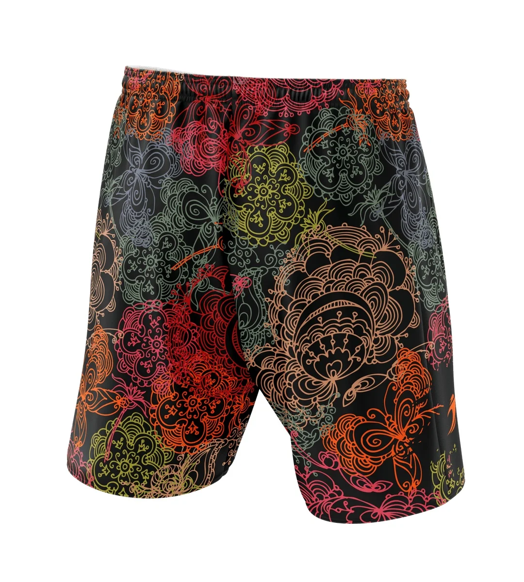 Manga domineering crab full print shorts trendy contrasting colors geometric graffiti casual breathable beach five quarter pants