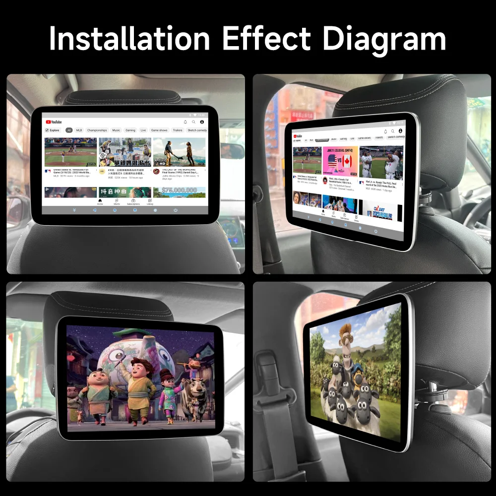 11.6\'\'/10.1\'\' Android 12 2G+32G Car Headrest Monitor IPS TV Display With RCA AV Wifi Mirroring Car Rear Seat Screen Video Player