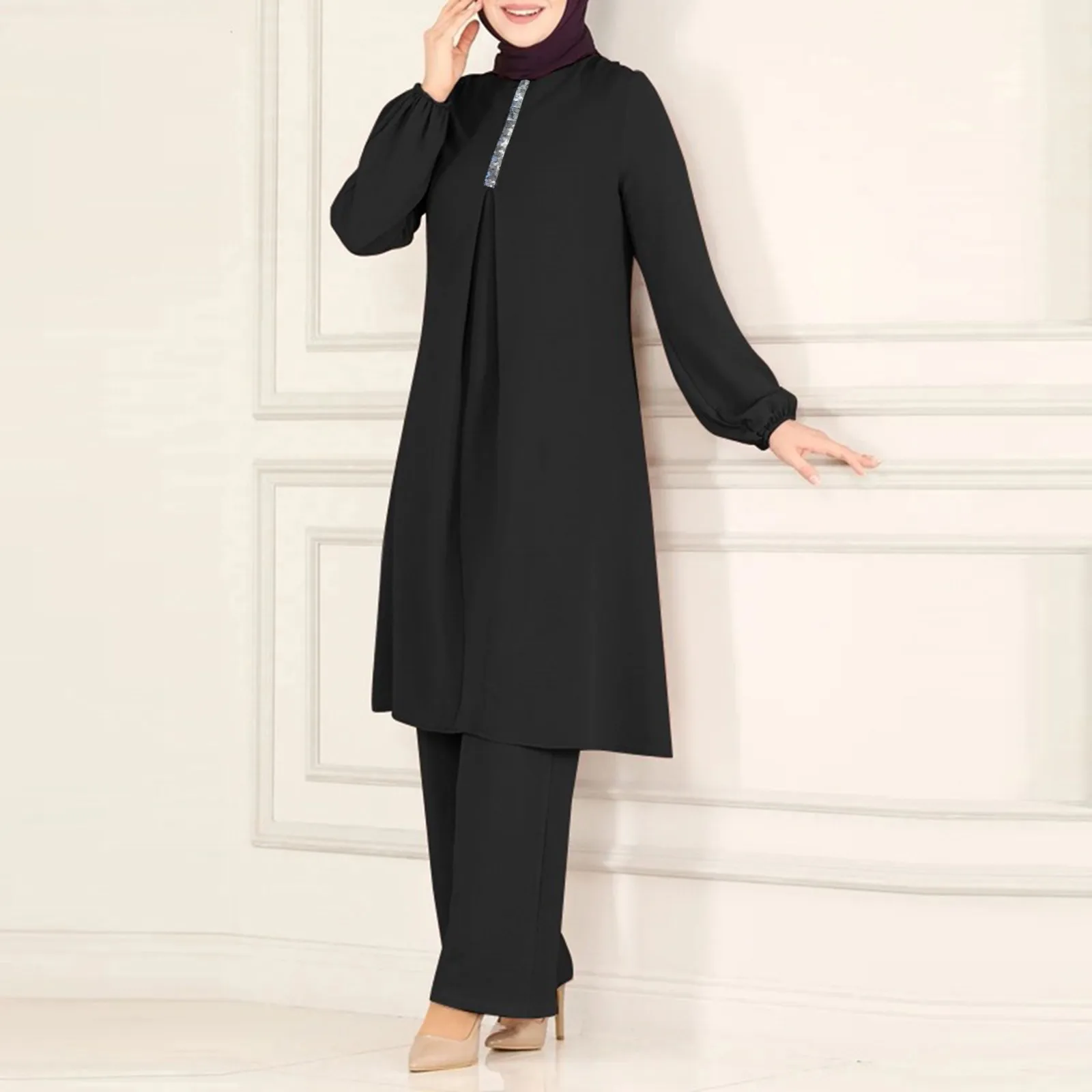 

Fashion Saudi Arabia Dubai Abaya Women Dresses Casual Sequin Sundress Outfit Muslim Dress Robe Elegante Femme Islamic Clothing