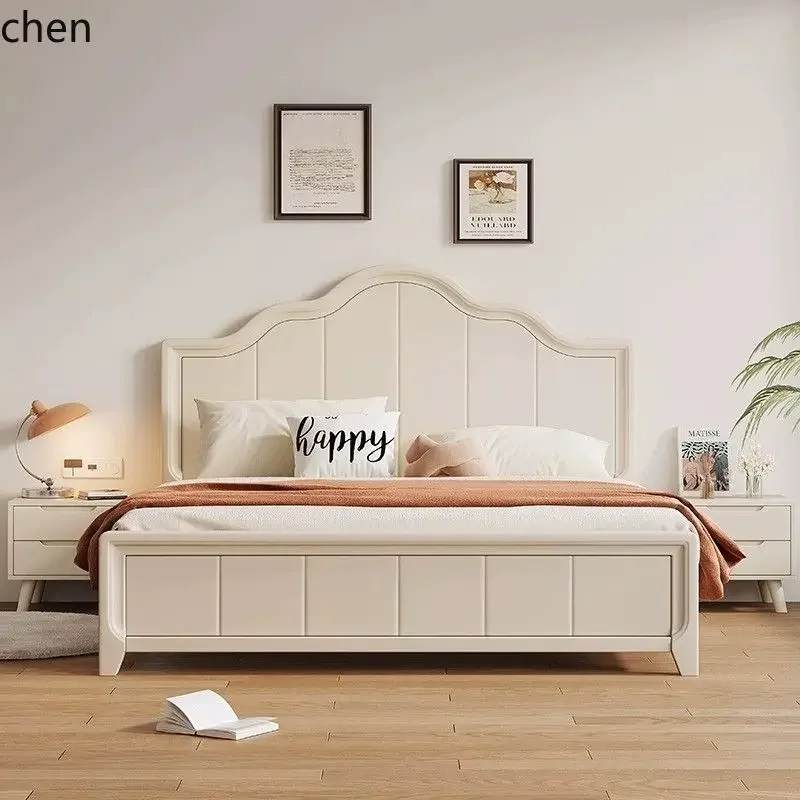DSA11 White Solid Wood Bed Modern Minimalist Style Home Double Bed Master Bedroom Princess American Pine Bed