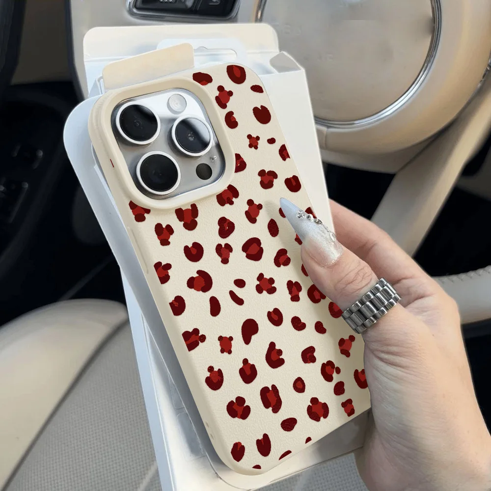 

Leopard Print Phone Case For iPhone 13 Case iPhone 15 16 Pro 11 12 14 Pro Max Plus Shockproof Soft Lichee Pattern Silicone Cover