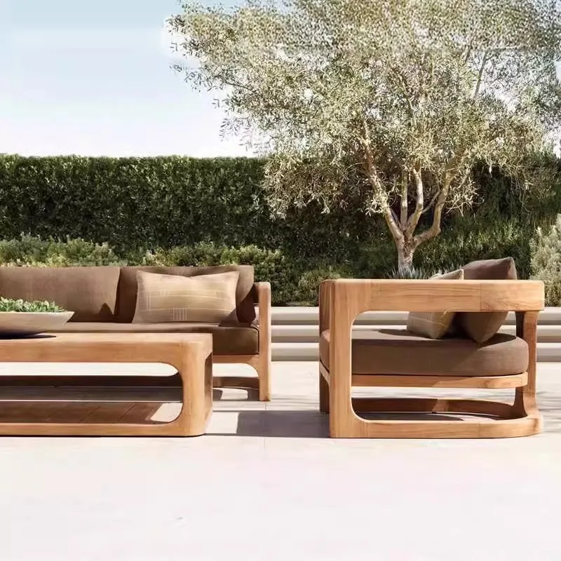 

Customizable outdoor teak sofa combination