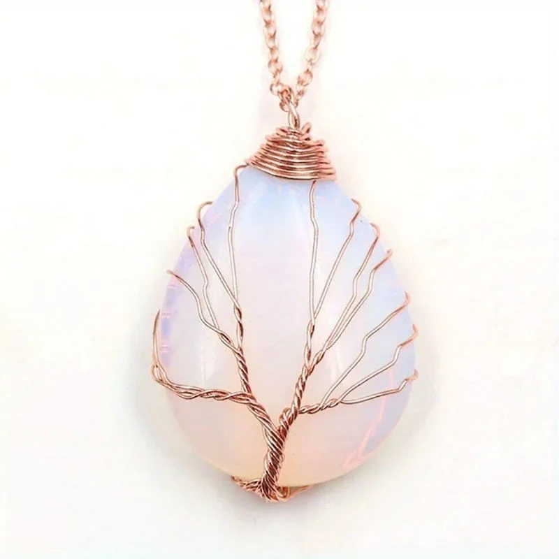 Baum des Lebens 7-Chakra-Halskette mit natürlichem Edelstein, Kristall-Energie-Heilung, handgefertigte Anhänger-Halskette, Yoga-Schmuck, Vintage für Frauen – Detail 18
