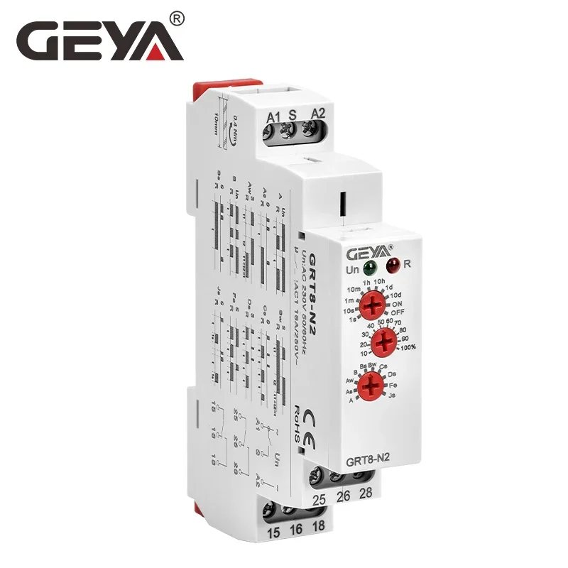 GEYA GRT8-N Extended Multifunction Time Relay with 10 Functions AC DC 12V 24V 220V 230V Timer Delay Relay 16A