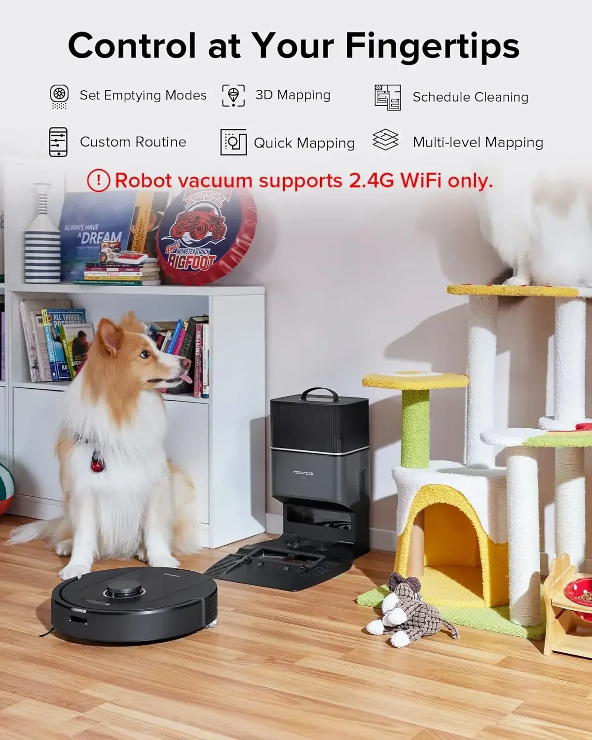 

roborock Q5 Pro+ Robot Vacuum and Mop, Self-Emptying, 5500 Pa Max Suction, DuoRoller Brush, Hands-Free Cleaning