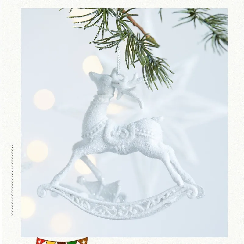 Christmas Decoration White Pendant Snowflake Bow Glitter Acrylic Pendant Christmas Tree Hangings Festival Party Window Ornament