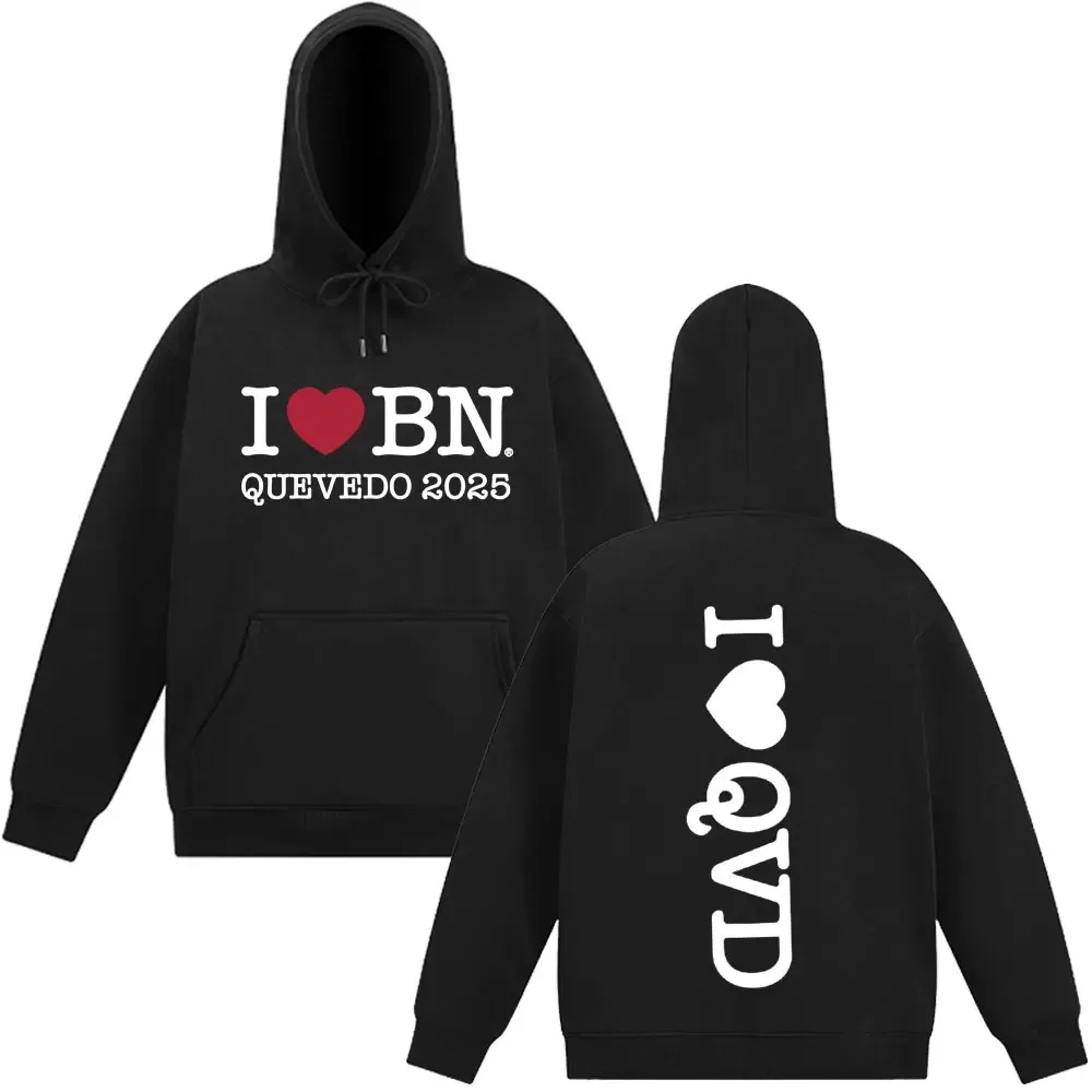 

I Love Bn Quevedo 2025 Merch Harajuku толстовки для мужчин и женщин повседневная толстовка с длинными рукавами модные пуловеры большого размера уличная одежда топ