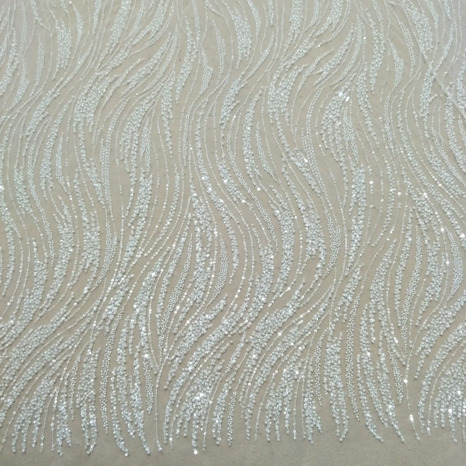 bridal fashion wedding beading dress lace fabric 130cm width sequins fabric sell by yard