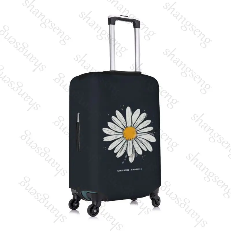 Daisy flowers Chamomile Travel suitcase protective case, suitcase cover elastic protection, washable Luggage cover, 18-32 in