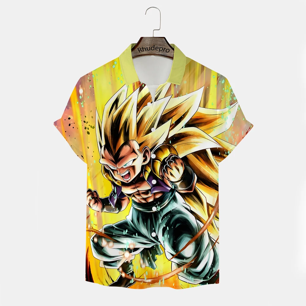 Japońskie Anime ubrania Y2k Hip Hop koszula męska koszule dziecięce w stylu Harajuku 5XL odzież Streetwear Anime 2024 Goku