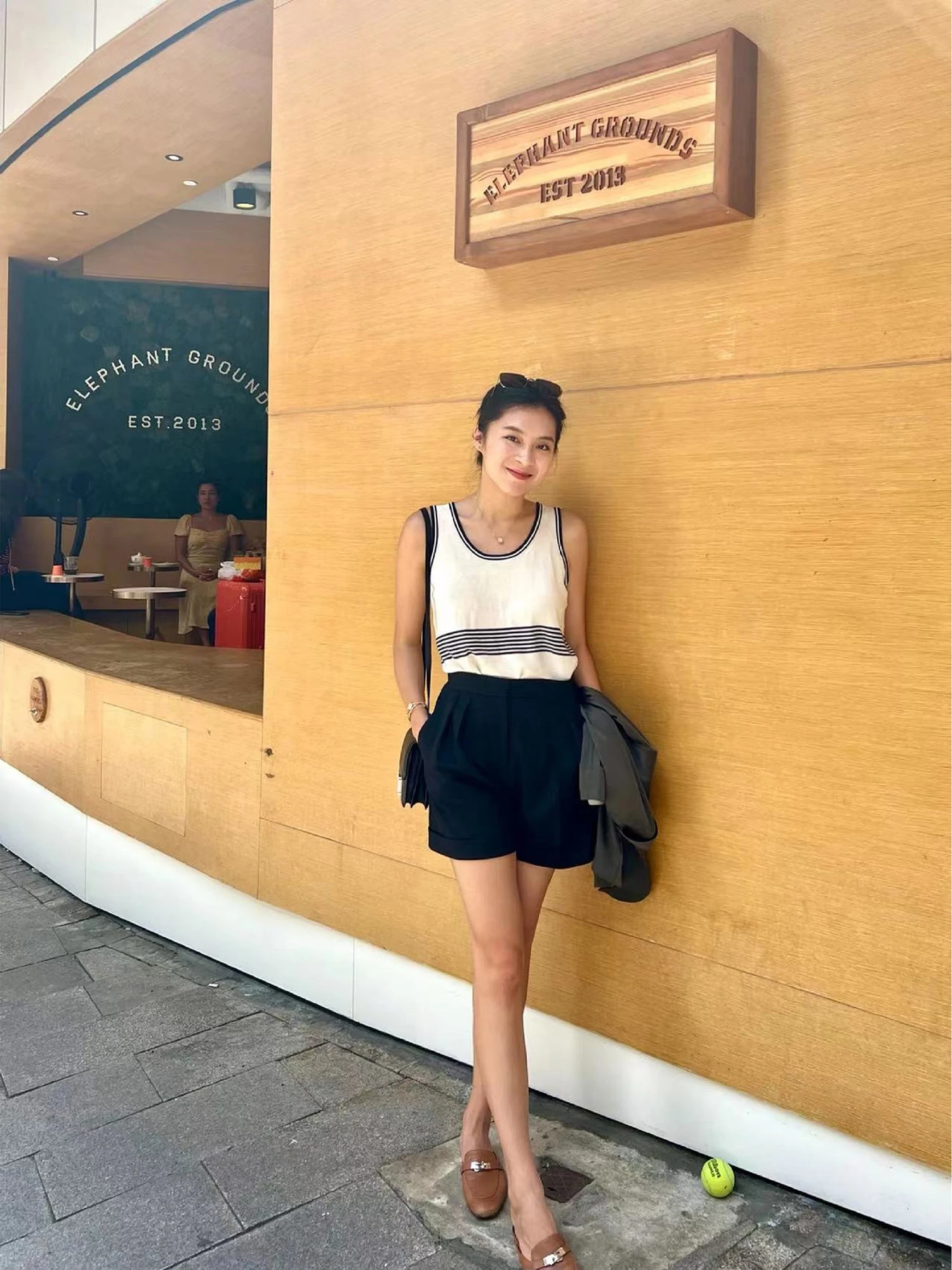 

Loose Striped Vest U-Ne ort Svel Top for Women Summer Commute Sle RuienCo. RC22CBX004 round Ne Casual Wear