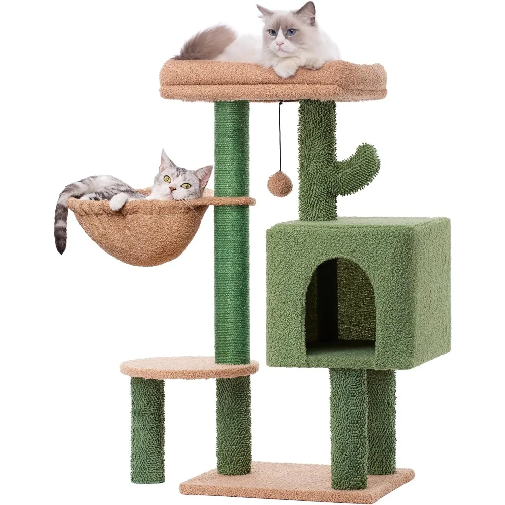 Imagem -02 - Cactus Cat Tree com Poleiro Acolchoado Top Torre Bonito Confortável Hammock Condomínio Privado Totalmente Arranhando Post e Pendurado 34