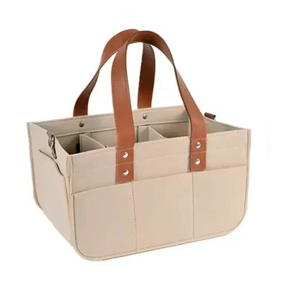 

Large Capacity Felt Diaper Storage Bag Foldable Portable Baby Felt Storage Basket with Handle Baby Stroller Hanging Bag Office