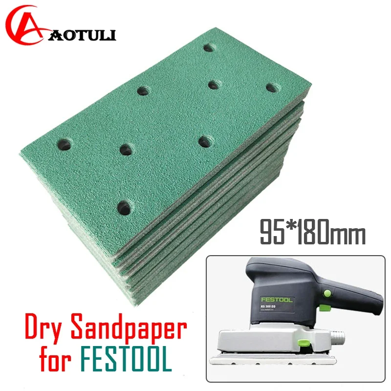 

Dry Sandpaper 95*180mm 8 Holes For FESTOOL /Mirka etc sande General Self-adhesive Flocking Sanding Putty
