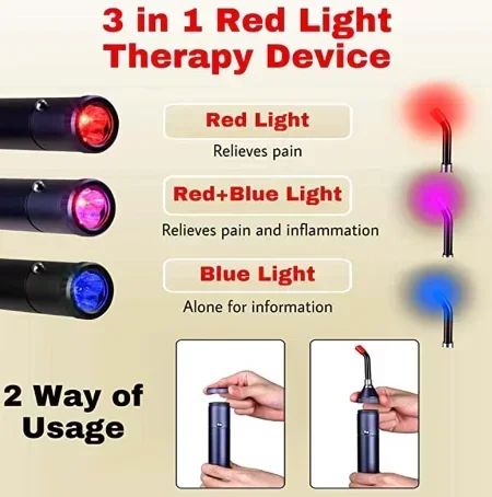 

Red Blue LED Light Physiotherapy Lamp Infrared Light Therapy Wand Device for Body Knee Ankle Pain Relief Canker Sore Treatment