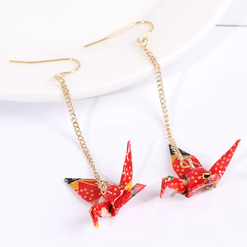 Kranich Earrings Origami Miniblings Bird Cranes Faltkunst Senbazuru Paper
