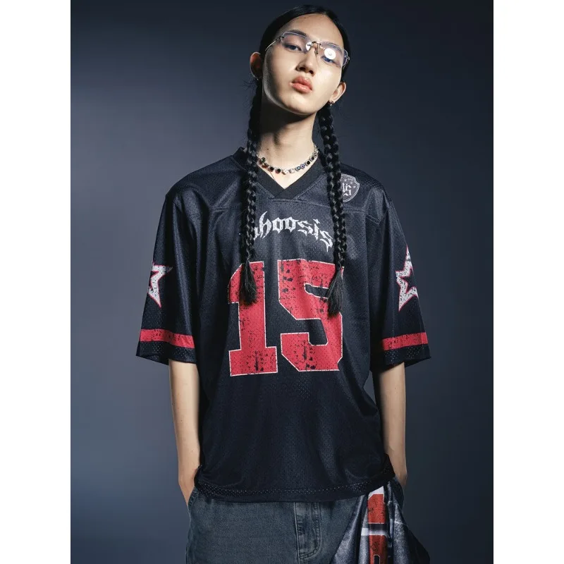 2025 moda camiseta de hóquei no gelo, camiseta impressa digital 3d, roupas soltas de hip hop, manga curta respirável de secagem rápida