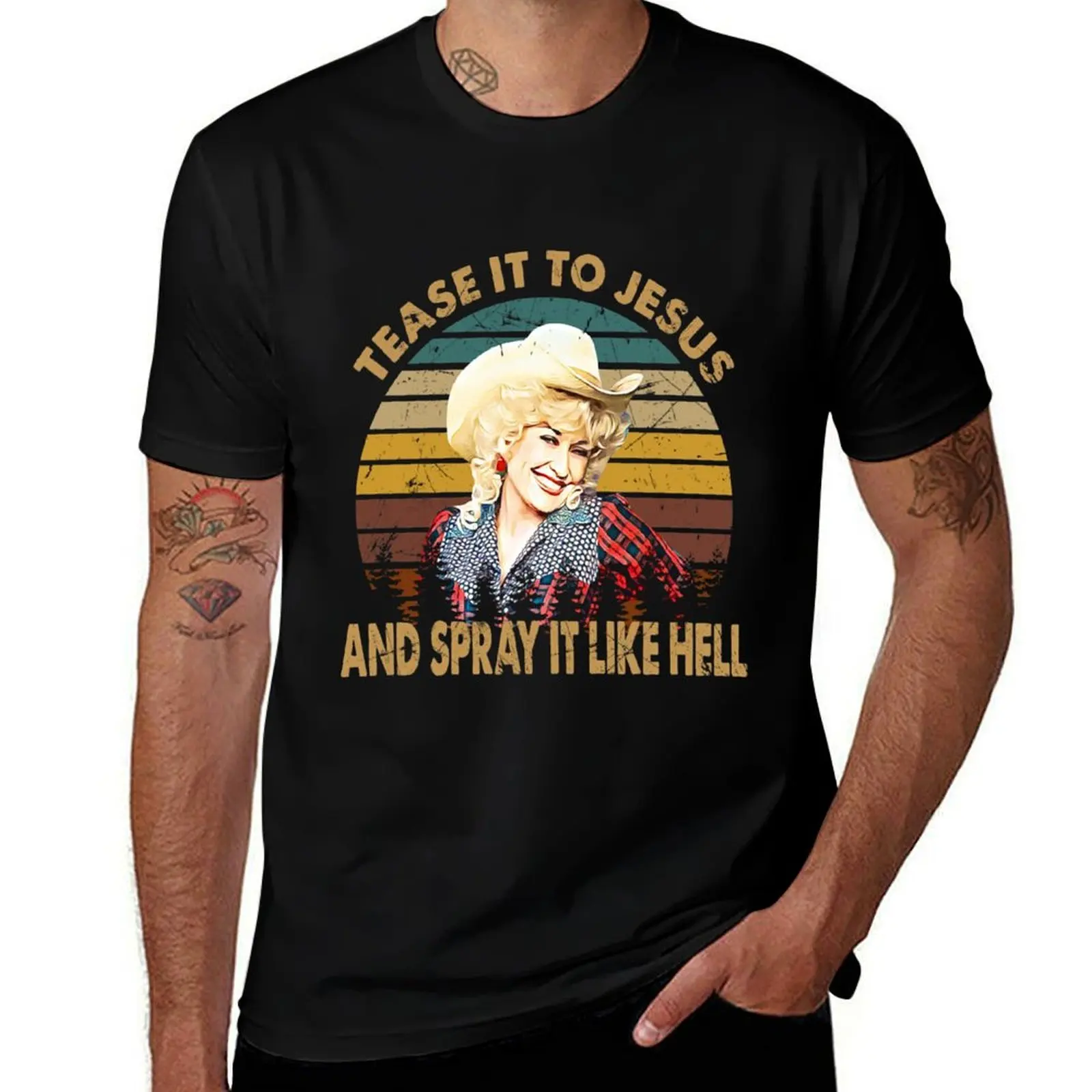 

vintage tease it dolly gift parton for lovers T-Shirt man t shirts for men casual t shirts for man pack cotton T-Shirt