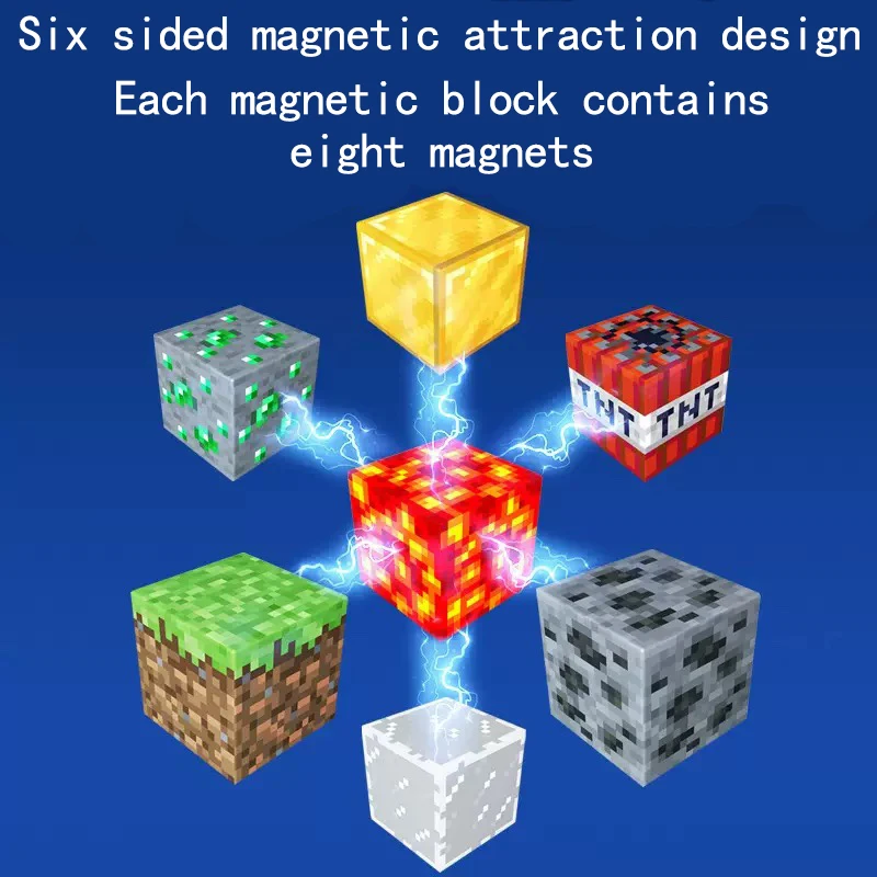 10PCS 2x2x2cm 마그네틱 블록 빌딩 블록 광산 세계 건설 사각형 벽돌 가족 게임 줄기 감각 큐브 아이 선물 장난감