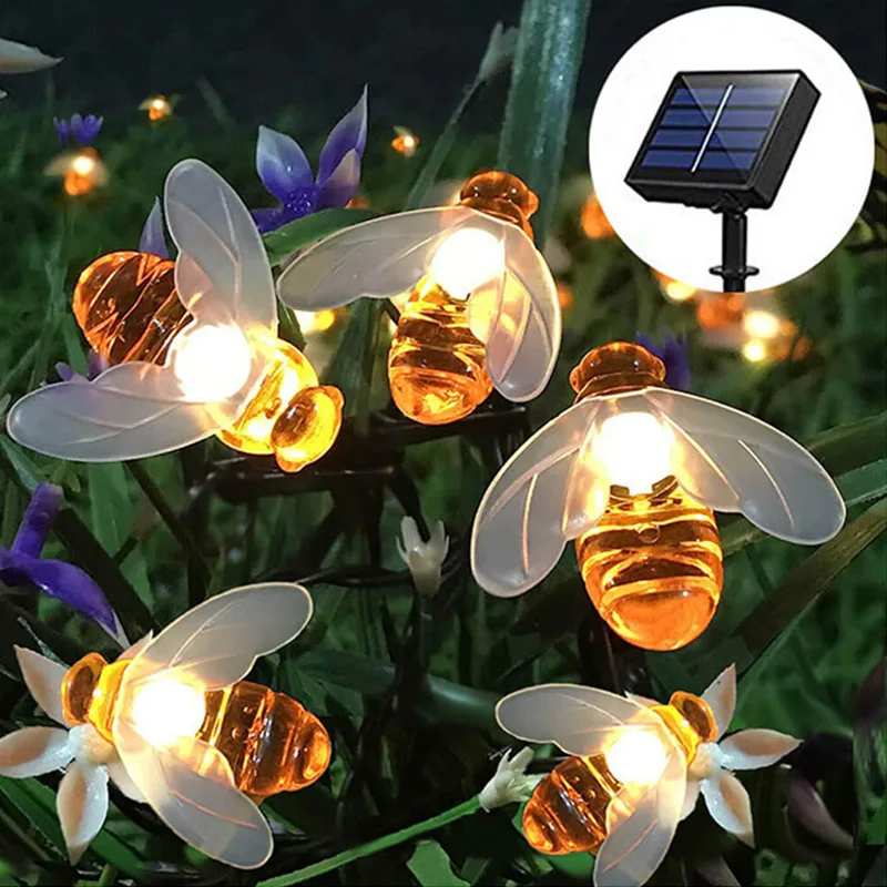 

Fairy Lights LED 8 Mode 5M/7M/12M Cute Honey Bees Solar String Lamp Garlands Garden Christmas Wedding Holiday Decoration Outdoor